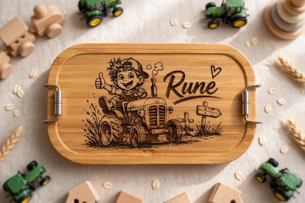 Alu-Lunchbox- Junge mit Traktor/ Personalisierbar